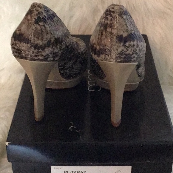 Peep toe leather heels 4.25 inches. Worn once, no visible marks. - Picture 3 of 4